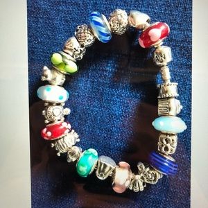 Auth colorful Sterling Silver Pandora Bracelet